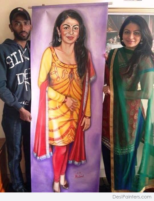 Oil Painting Of Actress Neeru Bajwa