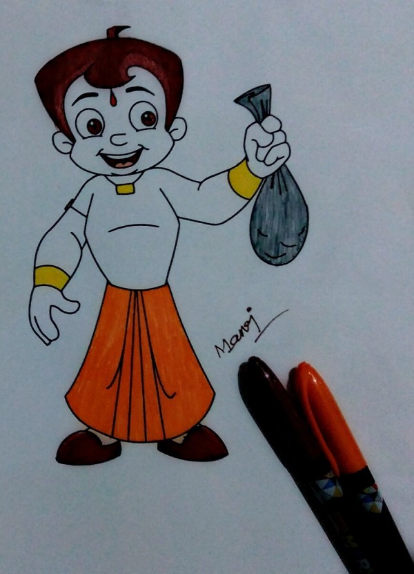 How to draw Chota Bheem||Chota Bheem Cartoon sketch||Children Simple  Drawings
