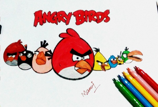 Amazing Pencil Sketch Of Angry Birds - DesiPainters.com