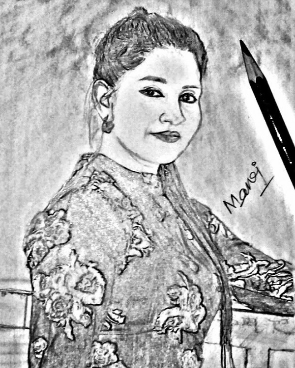 Pencil Sketch Of My Friend Khushboo Das - DesiPainters.com