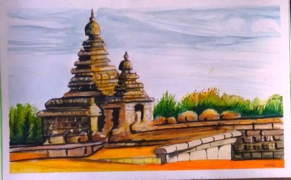 Oil Painting Of Temple