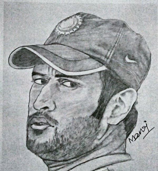 Brilliant Pencil Sketch Of MS Dhoni - DesiPainters.com