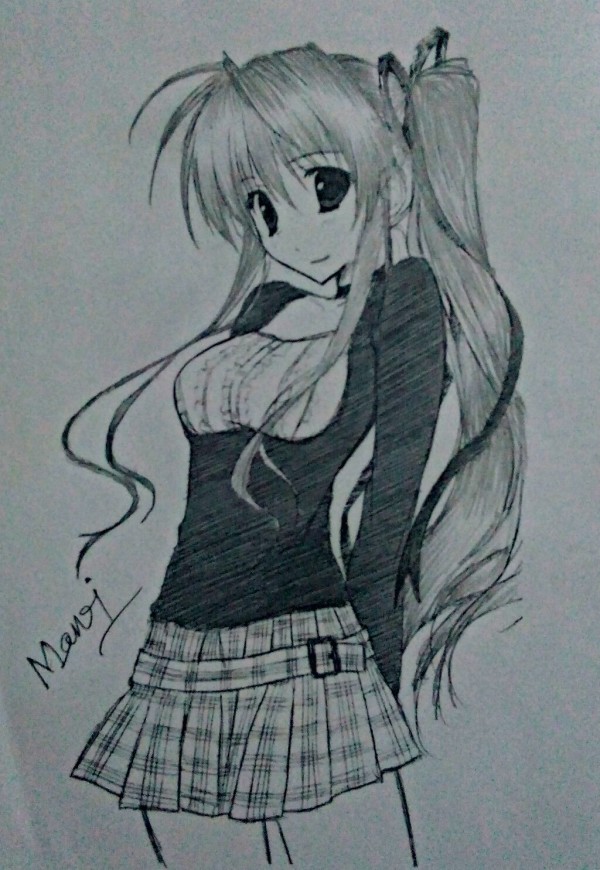 Amazing Pencil Sketch Of Cartoon Girl