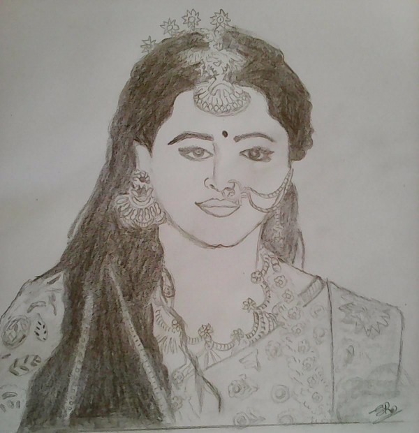Pencil Sketch Of Devsena Aka Anushka Shetty - DesiPainters.com
