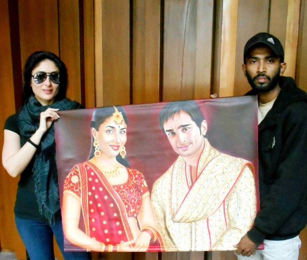 Oil Painting of Saif And Kareena - DesiPainters.com
