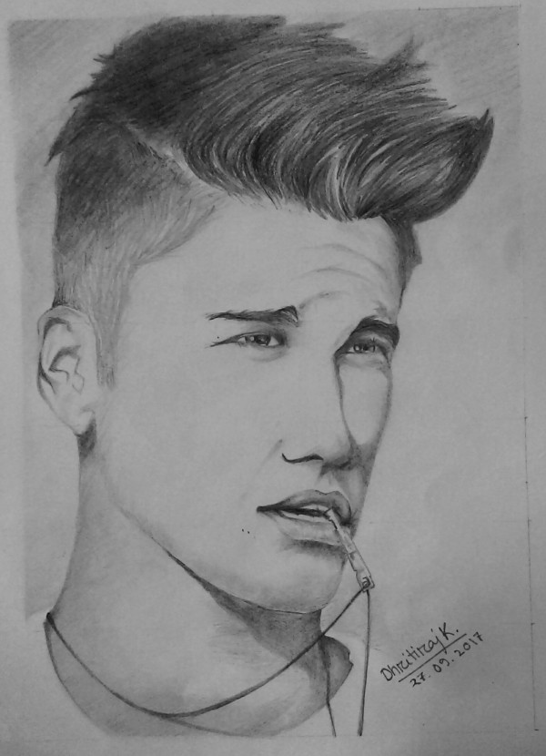 Pencil sketch Of Justin Bieber - DesiPainters.com
