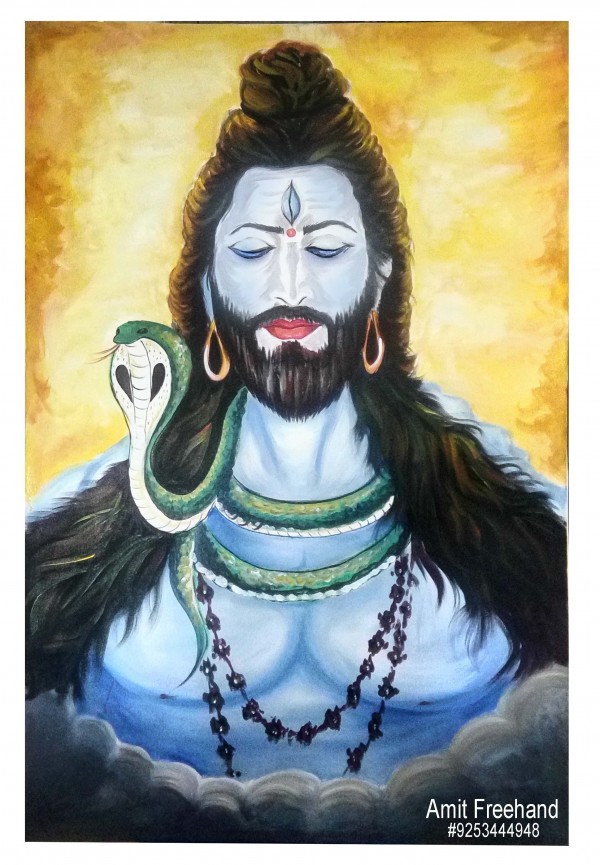 Excellent Oil Painting Of Lord Shiva