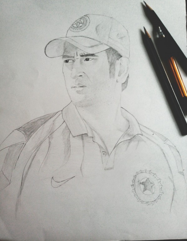 Wonderful Pencil Sketch Of MS Dhoni