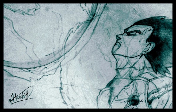 Pencil Sketch Of Injured Vegeta - DesiPainters.com