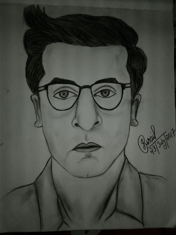Beautiful Pencil Sketch Of Ranbir Kapoor - DesiPainters.com