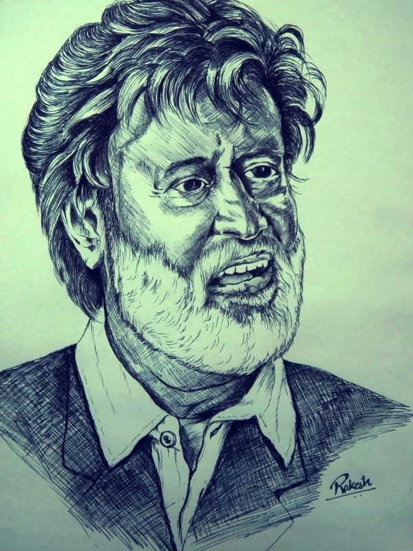 Classic Pencil Sketch Of Superstar Rajinikanth - DesiPainters.com