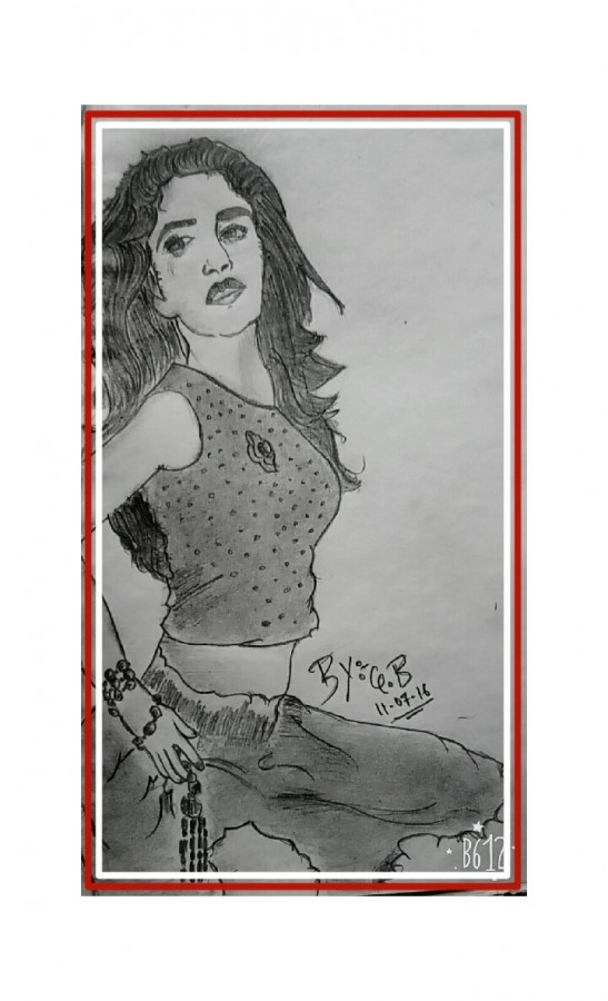 Pencil Sketch Of Girl - DesiPainters.com