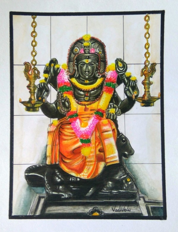 Watercolor Painting Of Hindu God - DesiPainters.com