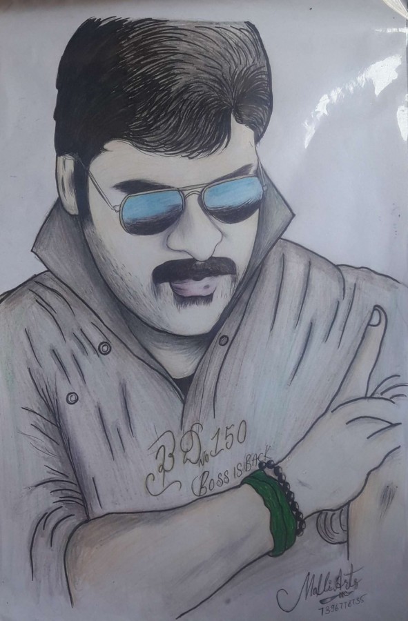 Attractive Pencil Color Of Chiranjeevi - DesiPainters.com