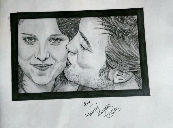 Awesome Pencil Sketch Of Kristen Stewart And Robert Pattinson - DesiPainters.com