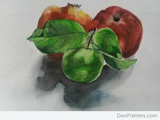 Watercolor Painting Of Fruits