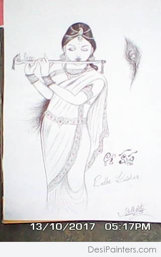 Pencil Sketch Of Indian Traditional Lady