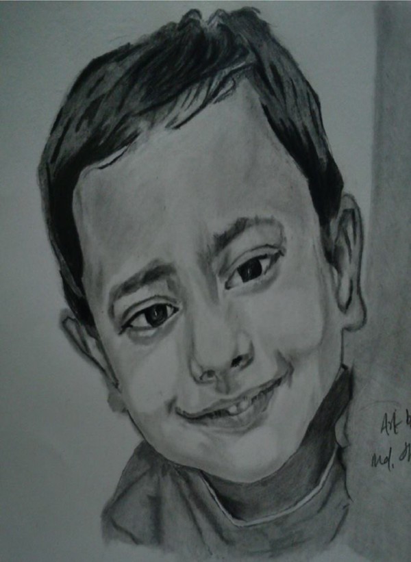 Pencil Sketch Of Little Boy - DesiPainters.com