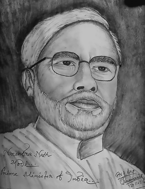 Pencil Sketch Of PM Of India Narendra Modi - DesiPainters.com