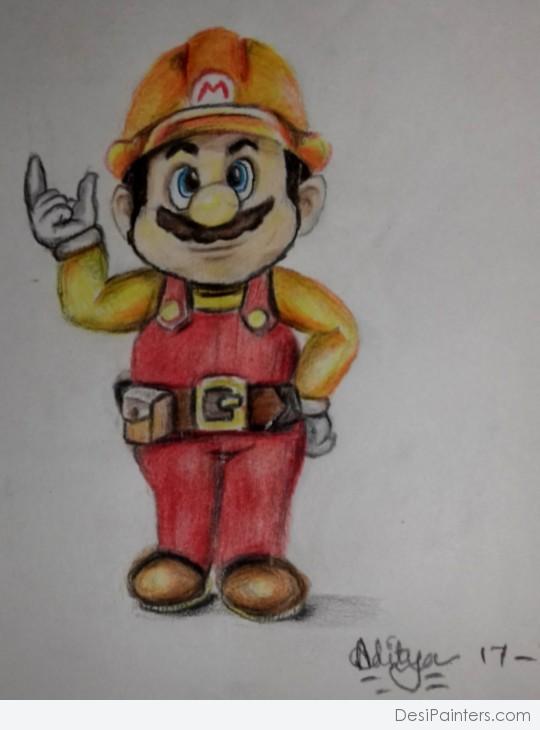 Pencil Color Of Famous Mario - DesiPainters.com