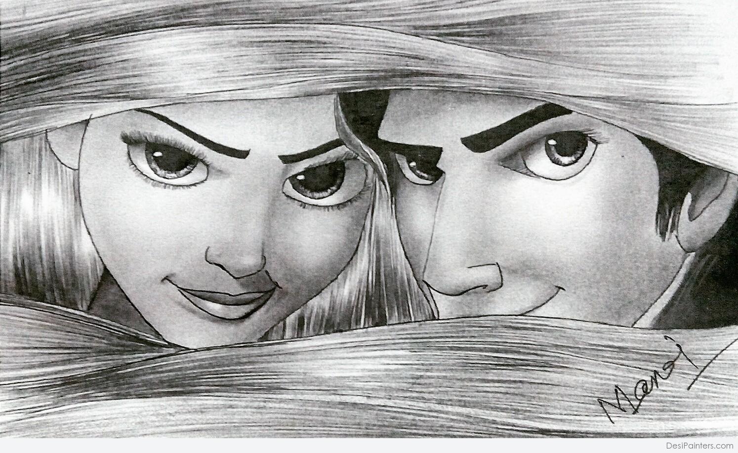 Beautiful Pencil Sketch Of Cartoon | DesiPainters.com