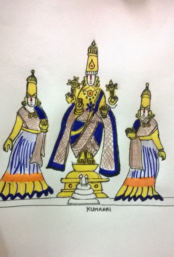 Pencil Color Of Lord Sri Venkateswara Swami - DesiPainters.com
