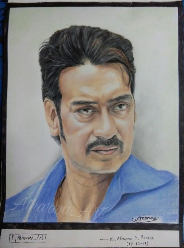 Watercolor Painting Of Ajay Devgan - DesiPainters.com
