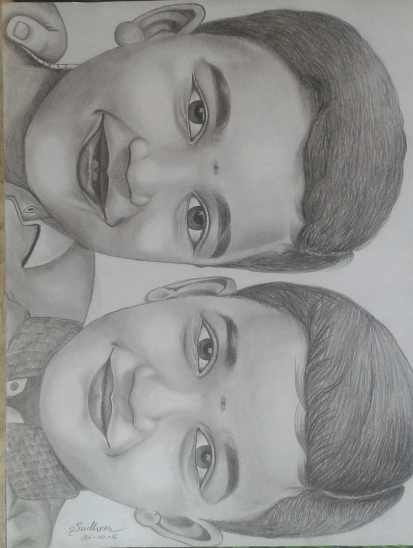 Wonderful Pencil Sketch Of Brothers - DesiPainters.com