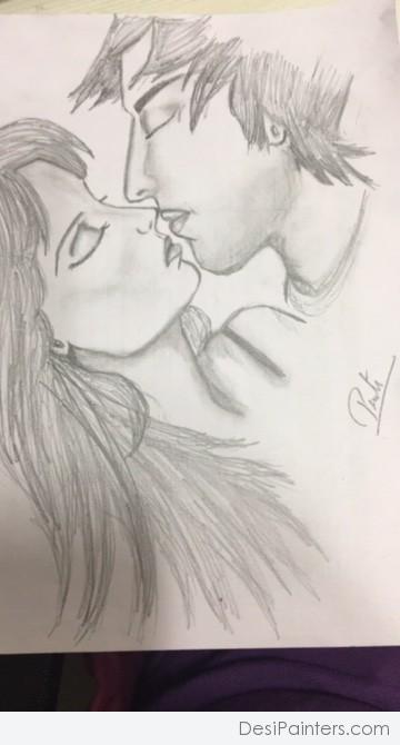 Beautiful Pencil Sketch Of Couple - DesiPainters.com