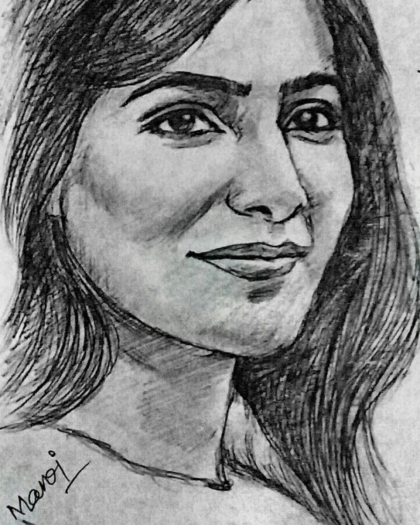 Brilliant Pencil Sketch Of Girl - DesiPainters.com
