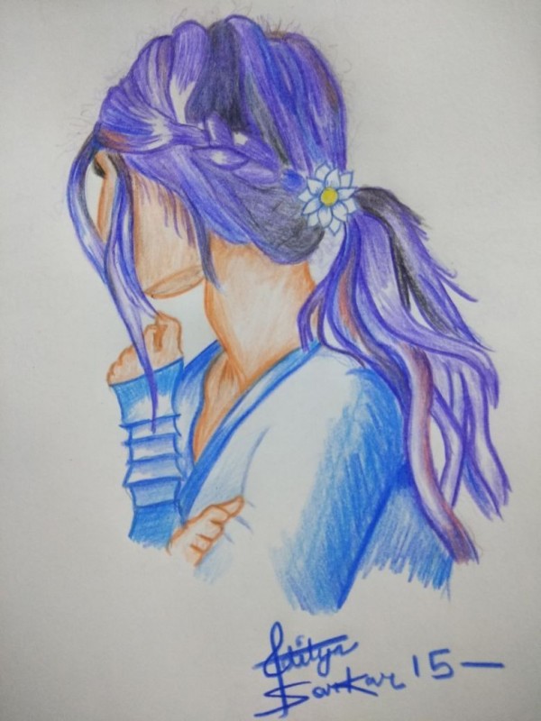 Beautiful Pencil Color Of Girl - DesiPainters.com