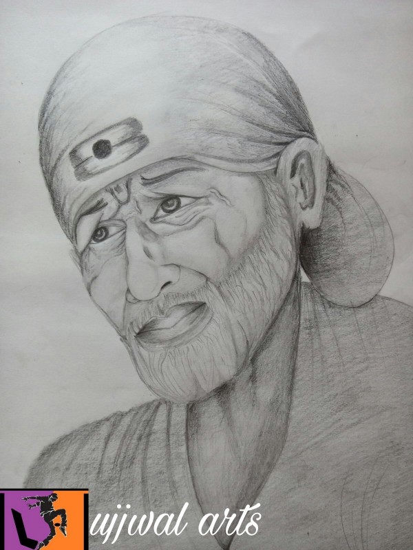 Awesome Pencil Sketch Of Sai Baba - DesiPainters.com