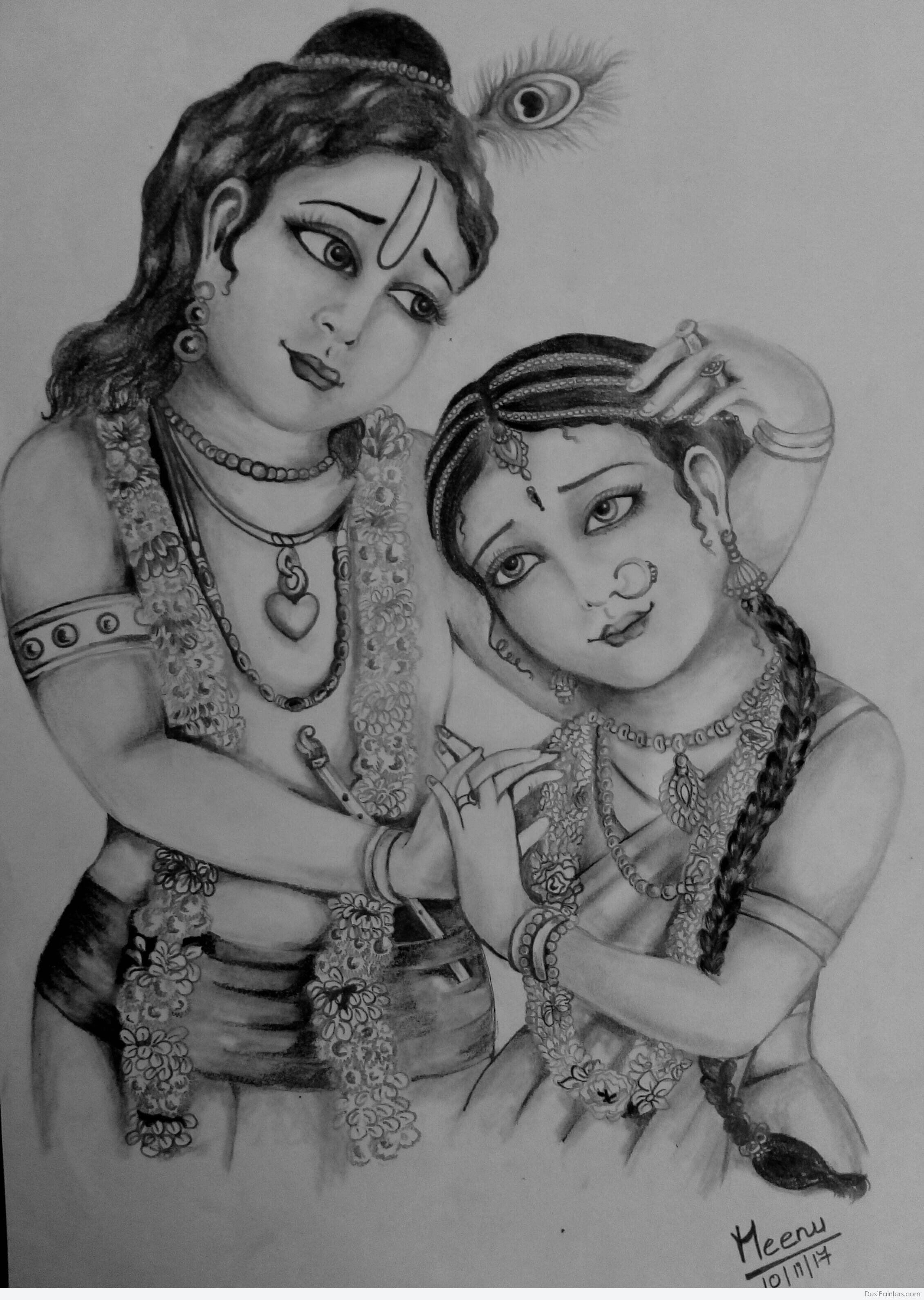 A4 Greyscale Radhakrishna Pencil Sketch, Size: A4size at Rs 700/paper in  Delhi