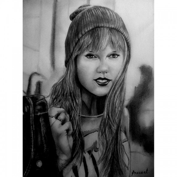 Pencil Sketch Of Taylor Swift - DesiPainters.com