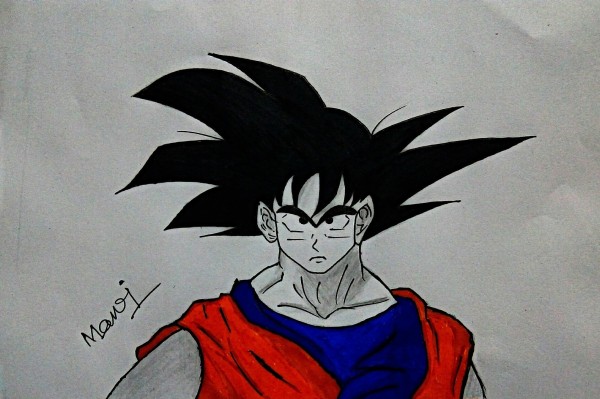 Pencil Color Of Famous Goku - DesiPainters.com