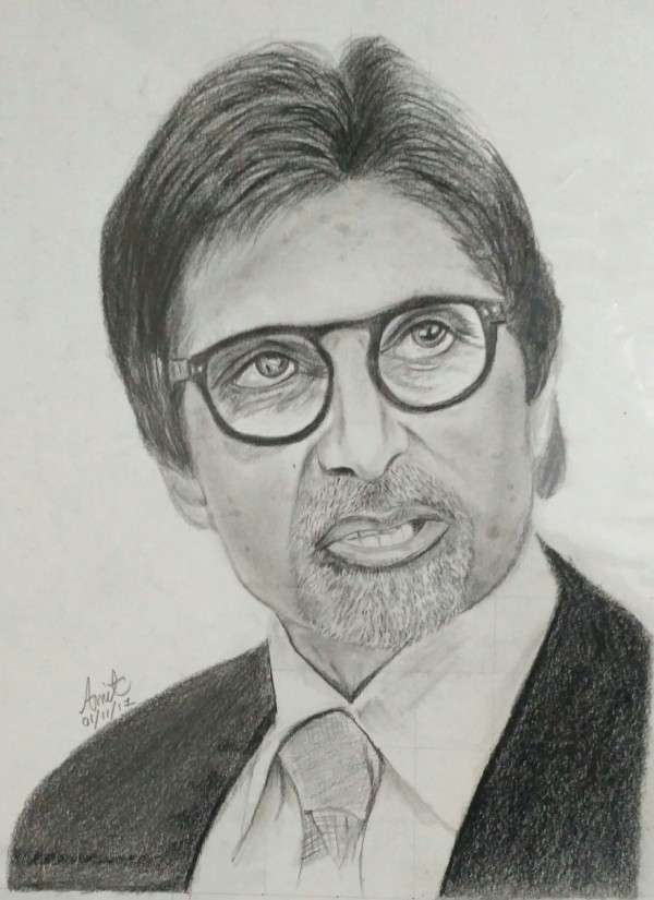 Pencil Sketch Of Amitabh Bachchan - DesiPainters.com