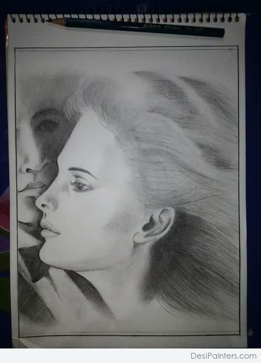 Pencil Sketch Of Boy And Girl - DesiPainters.com