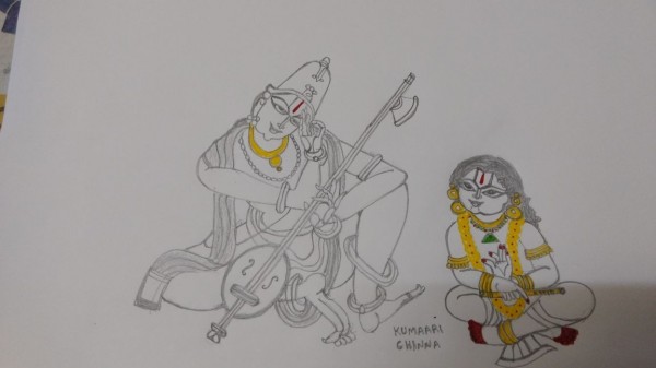 Pencil Sketch Of Lord Sri Venkateswara Swami And Annamaya - DesiPainters.com