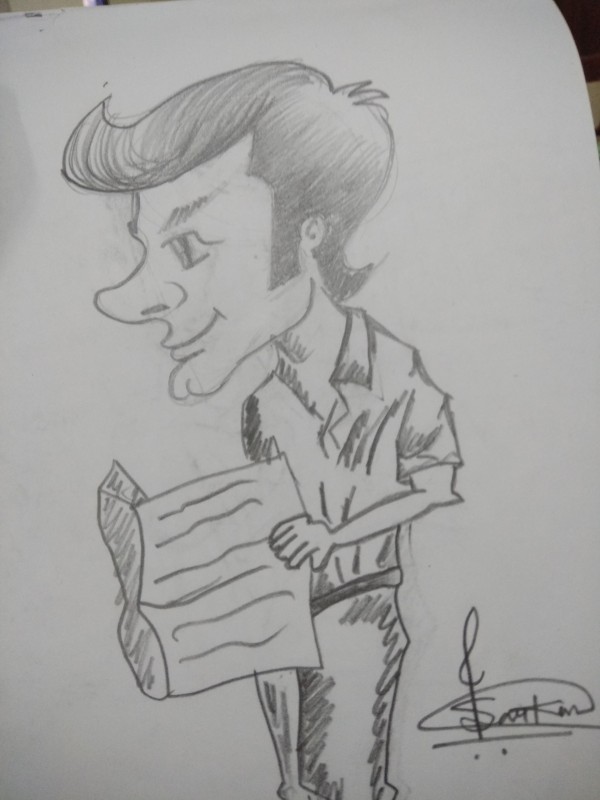 Pencil Sketch Of Caricature Of Boy