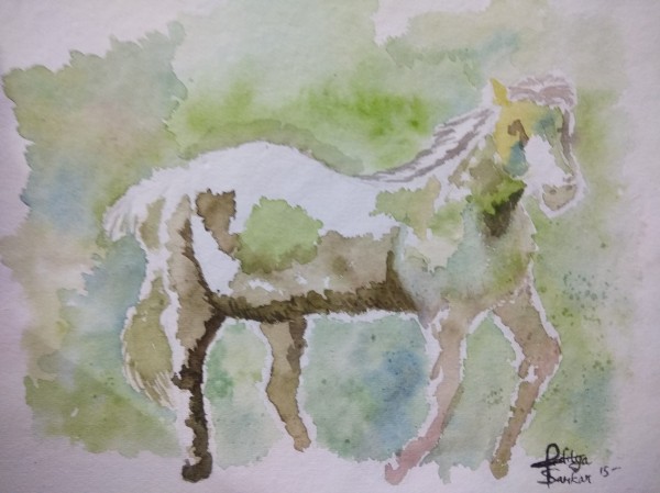 Beautiful Watercolor Painting Of Horse - DesiPainters.com