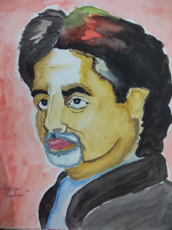 Watercolor Painting Of Great Big B Amitabh Bachchan - DesiPainters.com