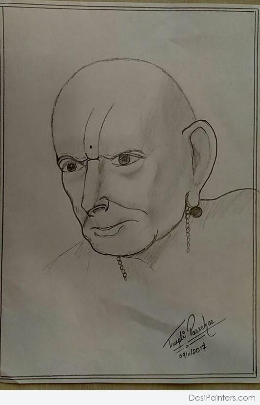 Pencil Sketch Of Shree Swami Samarth
