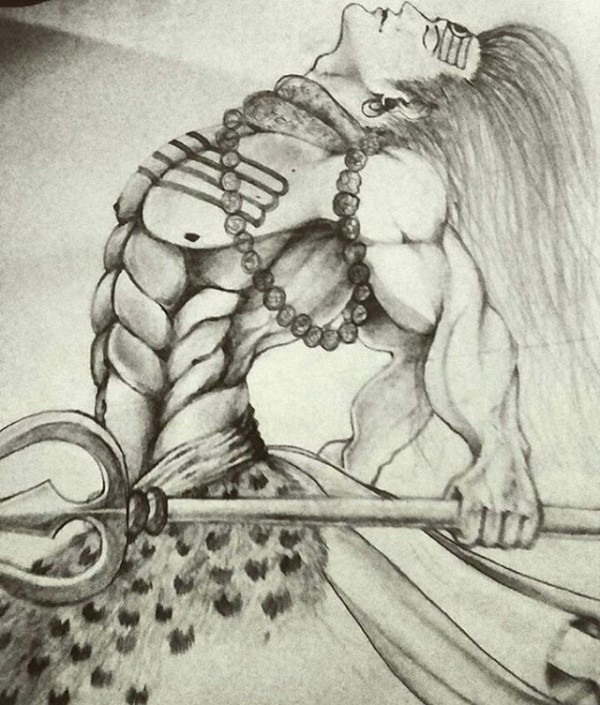 Brilliant Pencil Sketch Of Lord Shiva - DesiPainters.com
