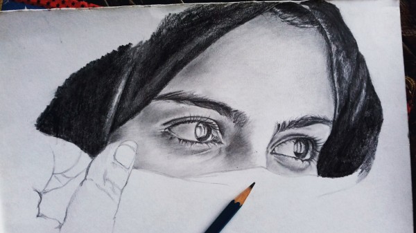 Pencil Sketch Of Girl's Eyes