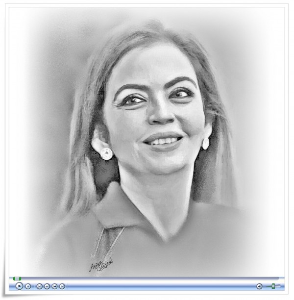 Awesome Digital Painting Of Nita Dalal Mukesh Ambani - DesiPainters.com