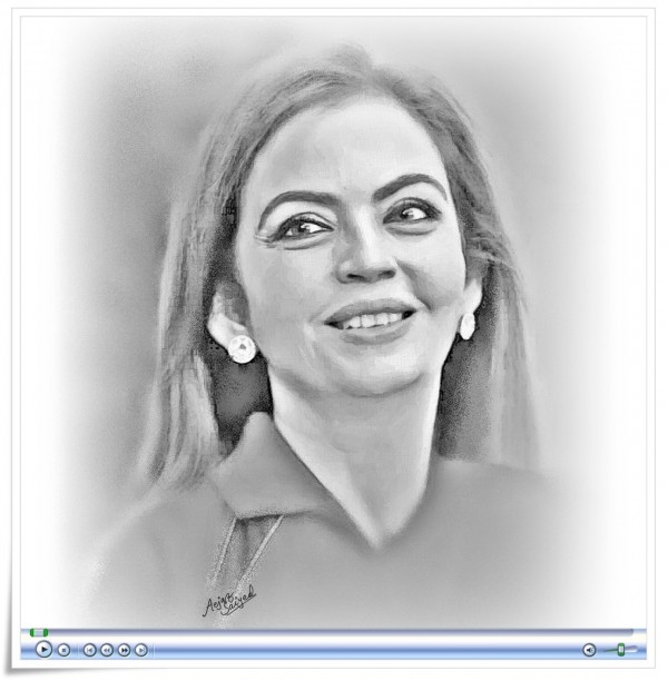 Awesome Digital Painting Of Nita Dalal Mukesh Ambani