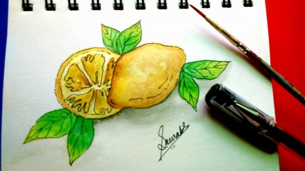 Watercolor Painting Of Lemons