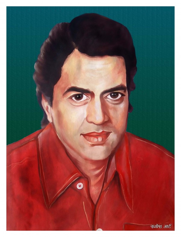 Oil Painting Of Handsome Dharmendra Ji