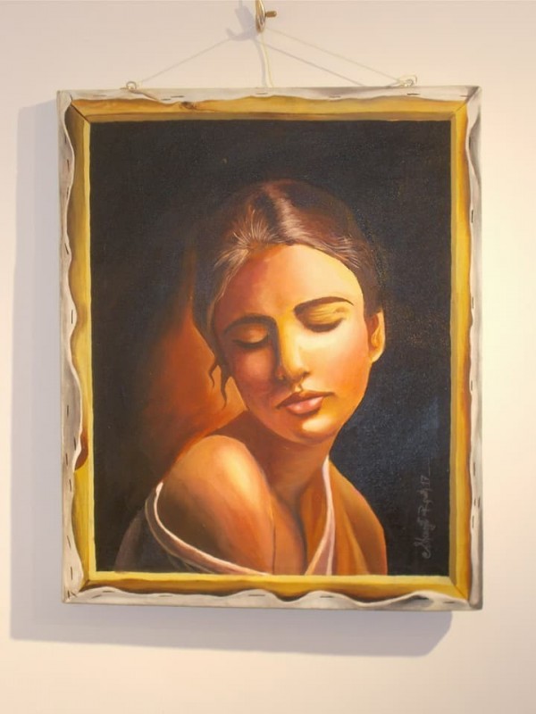 Marvelous Acryl Painting Of Girl In Frame - DesiPainters.com