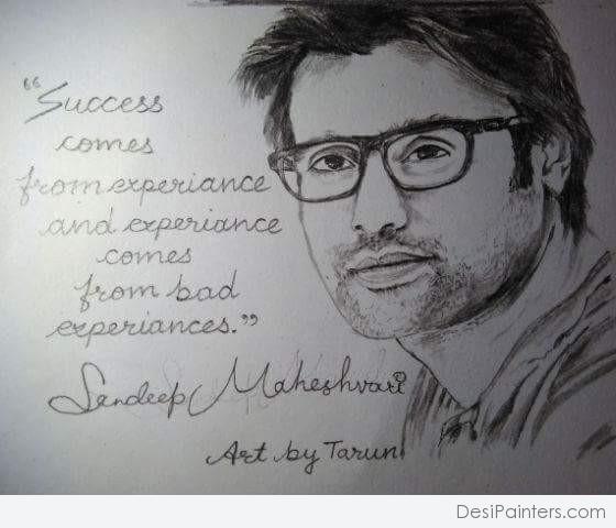 Awesome Pencil Sketch Of Sandeep Maheshwari - DesiPainters.com